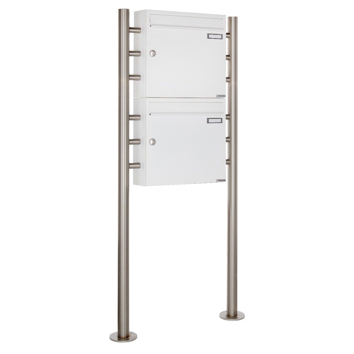 2er 2x1 Briefkastenanlage freistehend Design BASIC 381 ST-R - RAL 9016 verkehrsweiß 2er 2x1 Briefkastenanlage freistehend Design BASIC 381 ST-R - RAL 9016 verkehrsweiß