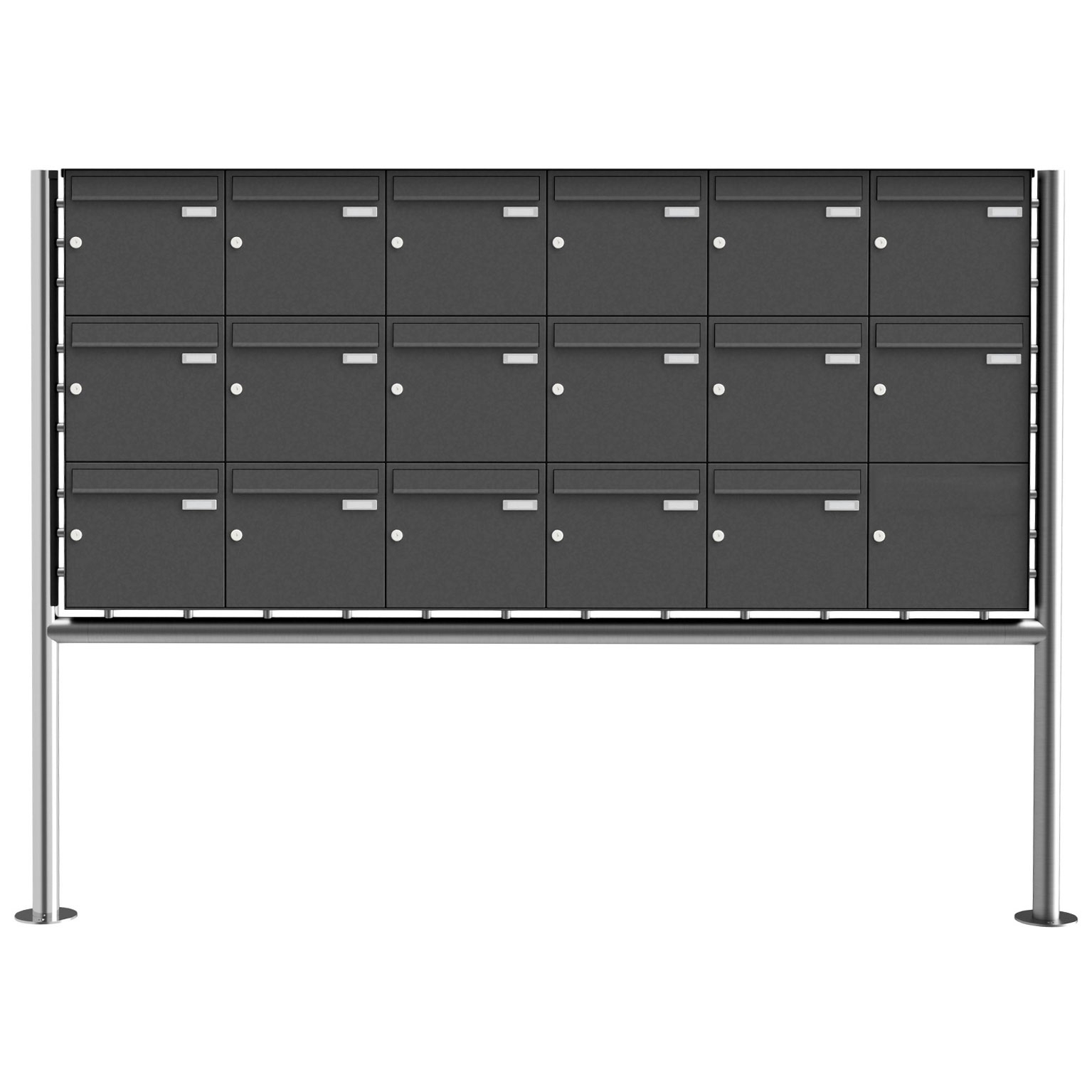 17er 3x6 Edelstahl Standbriefkasten Design BASIC Plus 381X ST-R - RAL nach Wahl 17er 3x6 Edelstahl Standbriefkasten Design BASIC Plus 381X ST-R - RAL nach Wahl