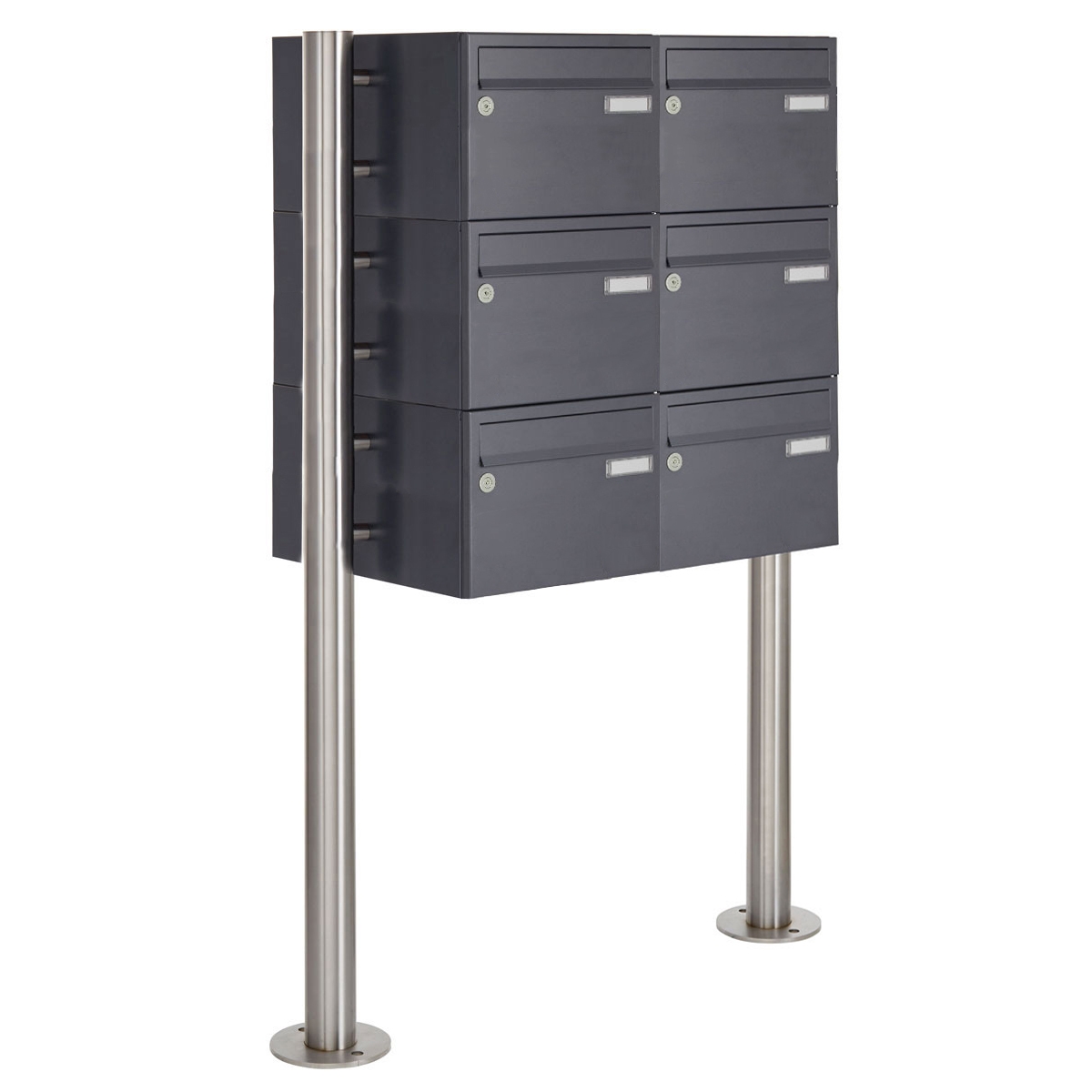 6er 3x2 letterbox system freestanding Design BASIC 385220 7016 ST-R - RAL 7016 anthracite grey