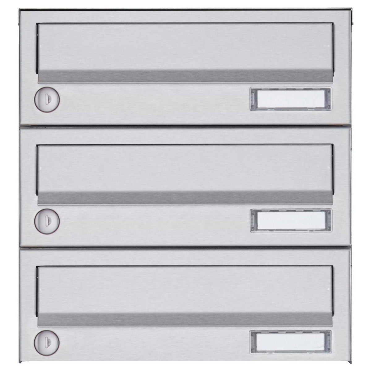 3er Aufputz Briefkastenanlage Design BASIC 385A- VA AP - Edelstahl V2A, geschliffen