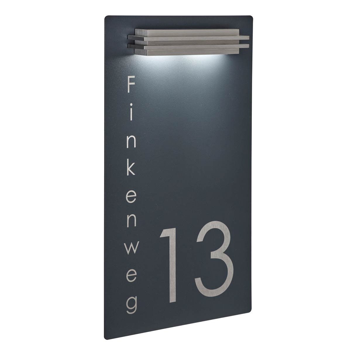 228a5d73a4eadaa346fc1f448505a1531a8c51df Plaque en acier inoxydable Elegance 423A 225x395 - RAL au choix - éclairage LED - numéro de maison - rue ou nom