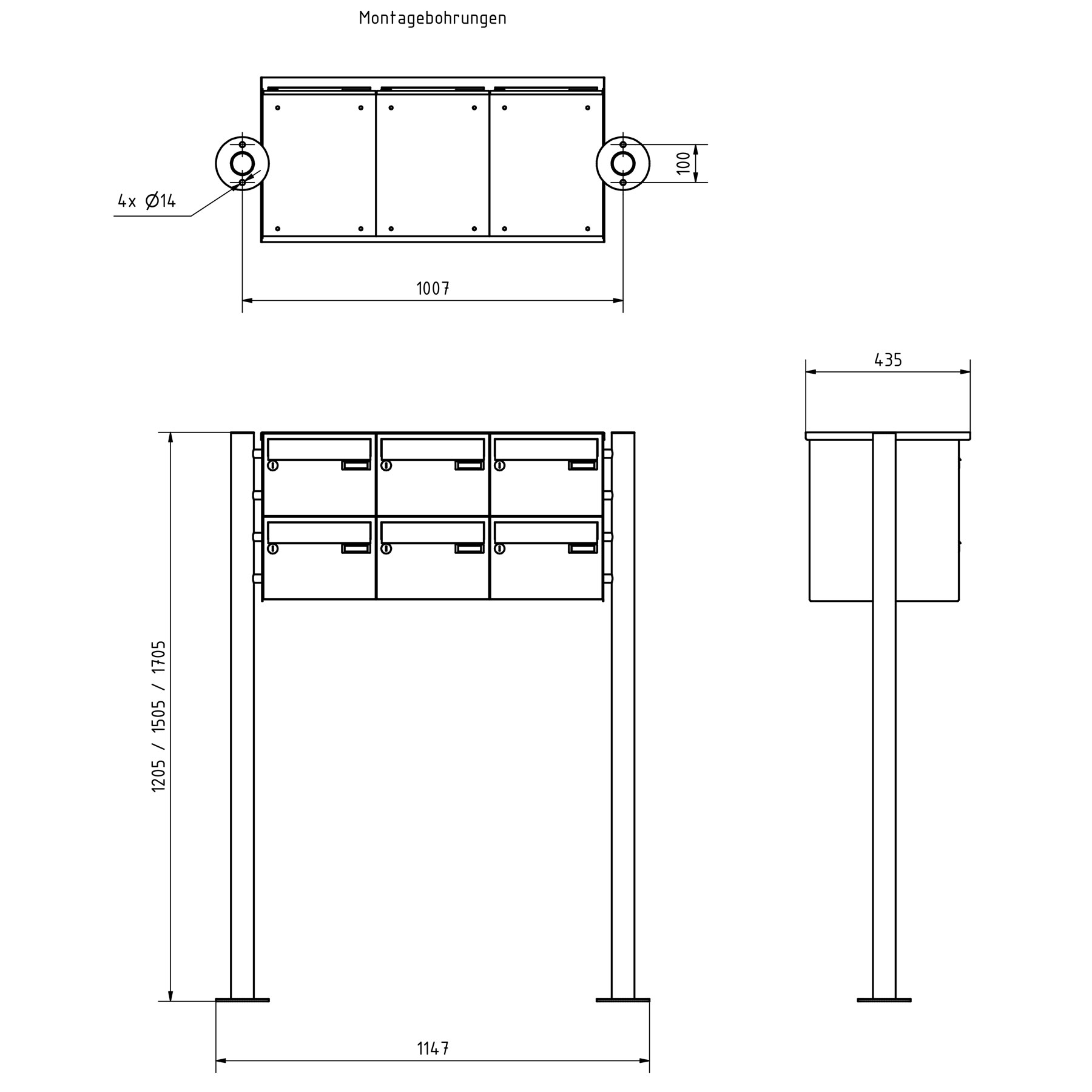 6er 2x3 Edelstahl Standbriefkasten Design BASIC Plus 385 220 X ST R - Edelstahl V2A 6er 2x3 Edelstahl Standbriefkasten Design BASIC Plus 385 220 X ST R - Edelstahl V2A