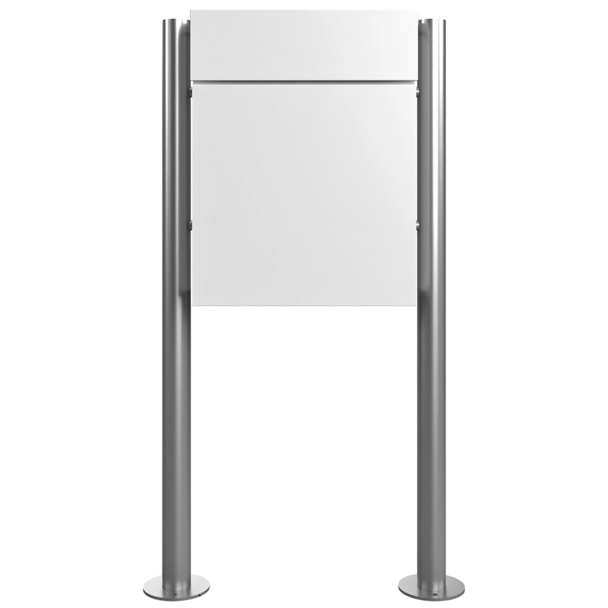 Cassetta per pacchi autoportante KANT ST-R - Design 2 - RAL 9016 bianco traffico con elementi di supporto in acciaio inox Cassetta per pacchi autoportante KANT ST-R - Design 2 - RAL 9016 bianco traffico con elementi di supporto in acciaio inox