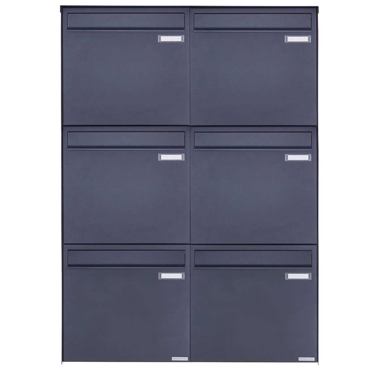 6er 2x3 Edelstahl Zaunbriefkasten BASIC Plus 382XZ - RAL nach Wahl - Entnahme rückseitig 6er 2x3 Edelstahl Zaunbriefkasten BASIC Plus 382XZ - RAL nach Wahl - Entnahme rückseitig