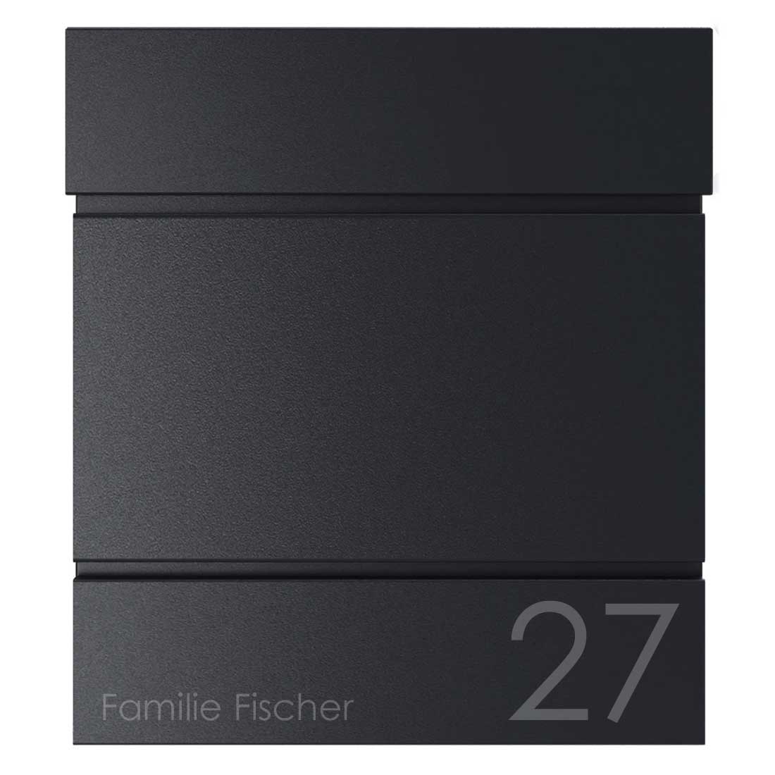 KANT letterbox with newspaper compartment - Design 2 - RAL 9005 jet black KANT letterbox with newspaper compartment - Design 2 - RAL 9005 jet black