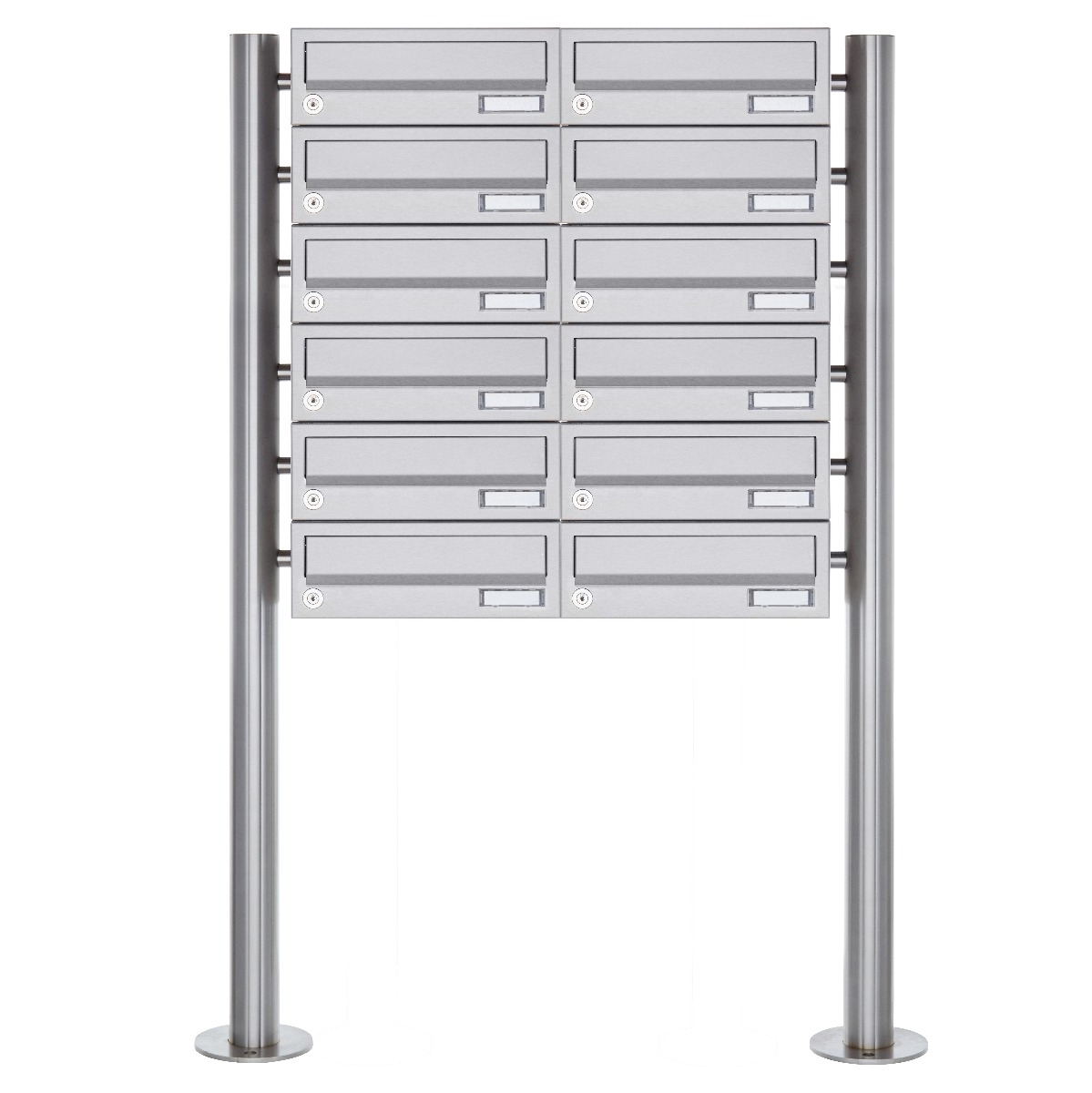 12 letterbox system freestanding Design BASIC 385-VA ST-R - stainless steel V2A, polished 12 letterbox system freestanding Design BASIC 385-VA ST-R - stainless steel V2A, polished