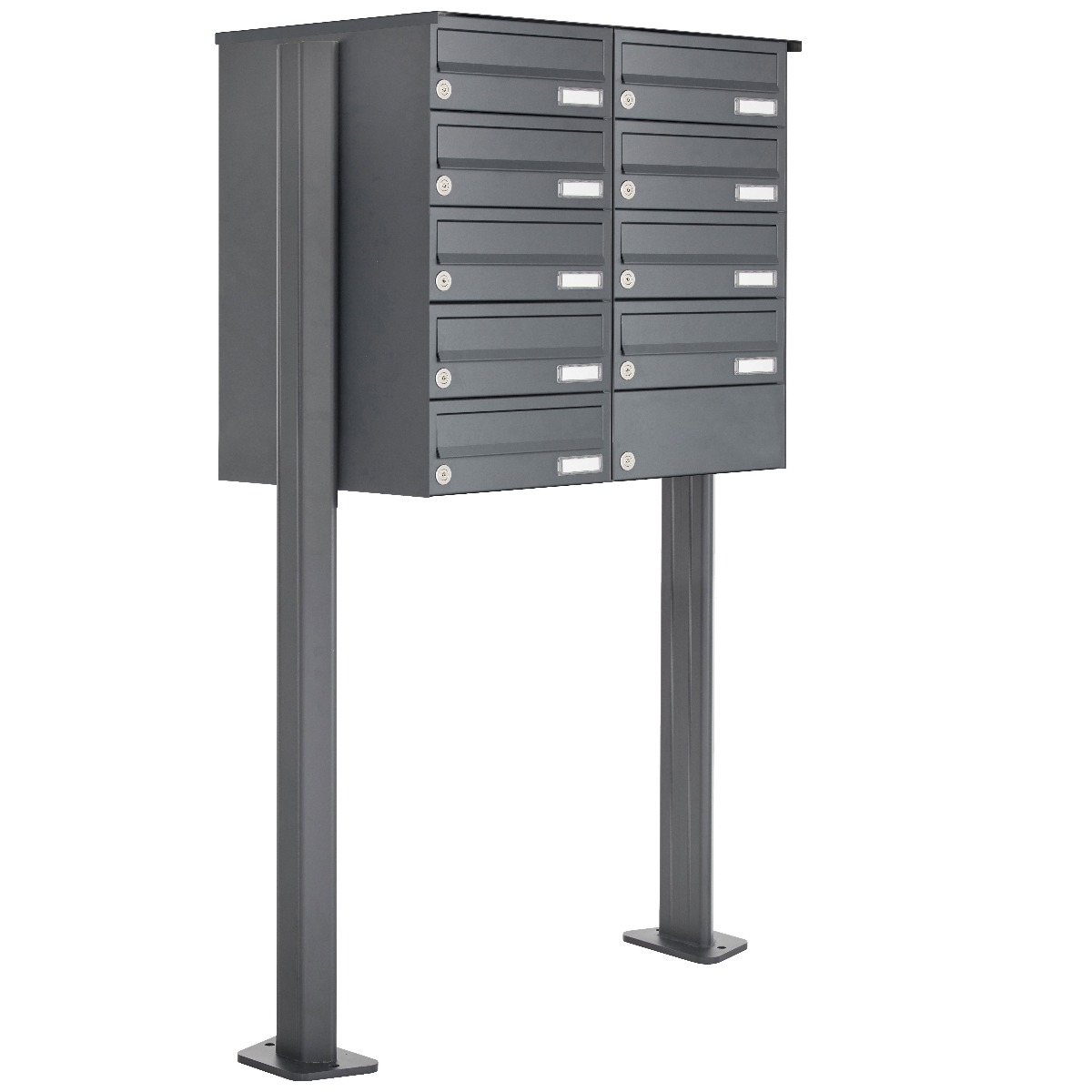 9er Briefkastenanlage freistehend Design BASIC 385P-7016 ST-T - RAL 7016 anthrazitgrau