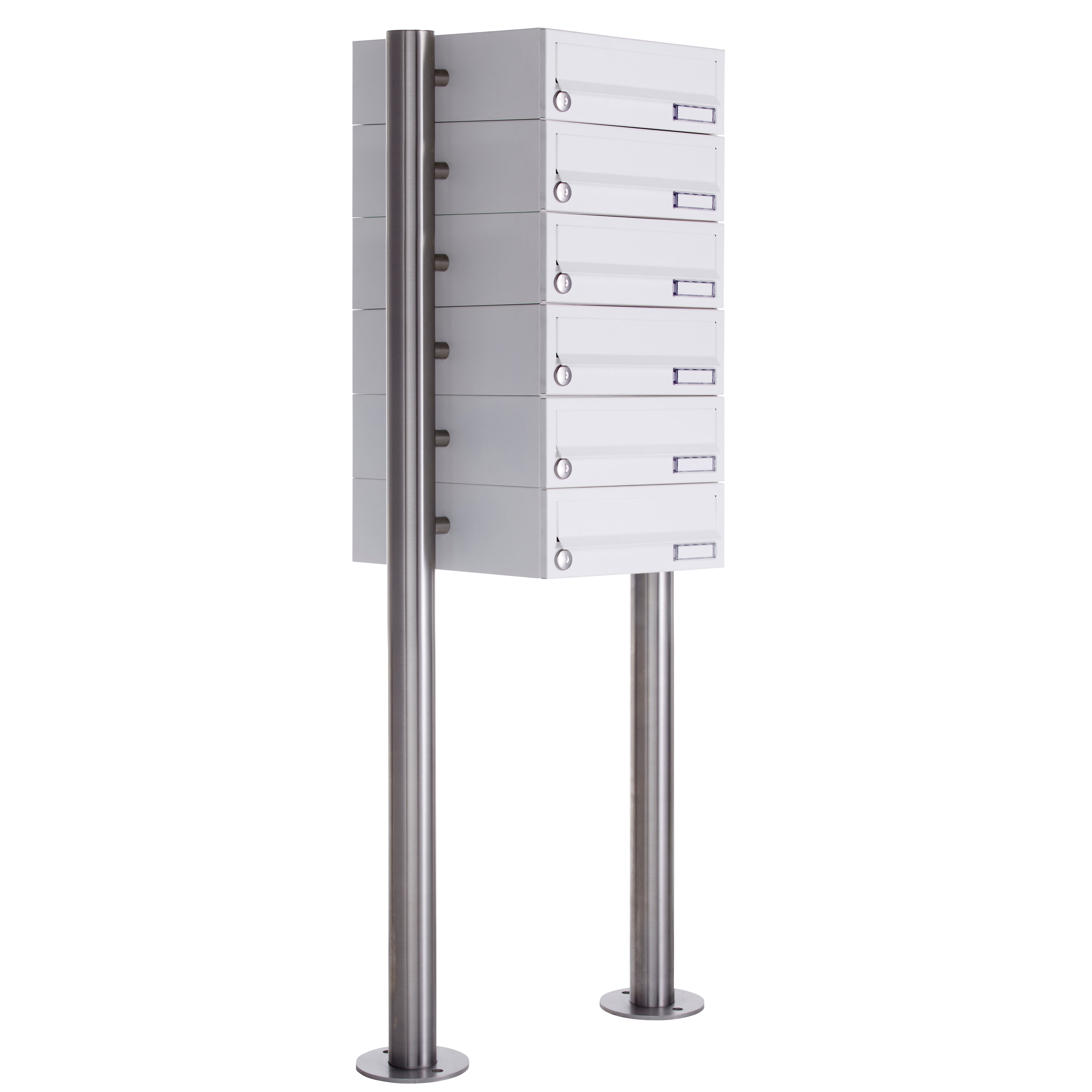 6 letterbox system freestanding Design BASIC 385-9016 ST-R - RAL 9016 traffic white