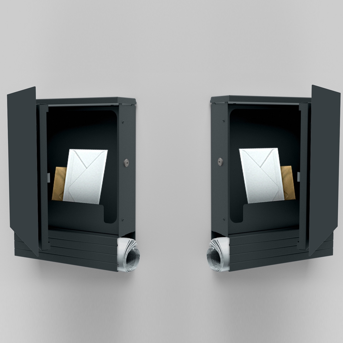 f8d23fe253201f63c1b99aa570b36303dc8ac7b3 Boîte aux lettres design & porte-journaux SCHILLER SMALL VARS - RAL 7016 gris anthracite avec application en acier inoxydable