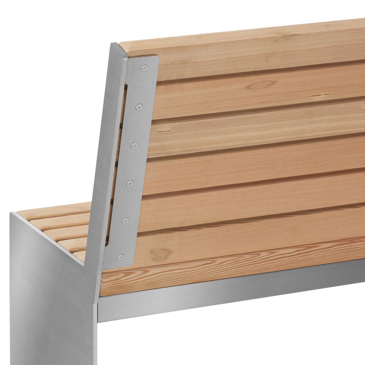Designbank NOVALIS met rugleuning - gepolijst roestvrij staal - douglas geolied