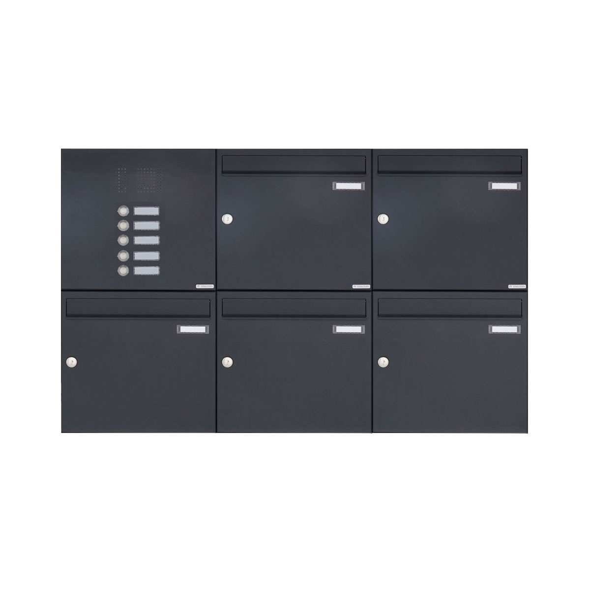 5er 2x3 diseño de buzón de superficie BASIC 382A AP con caja de timbre - gris antracita RAL 7016