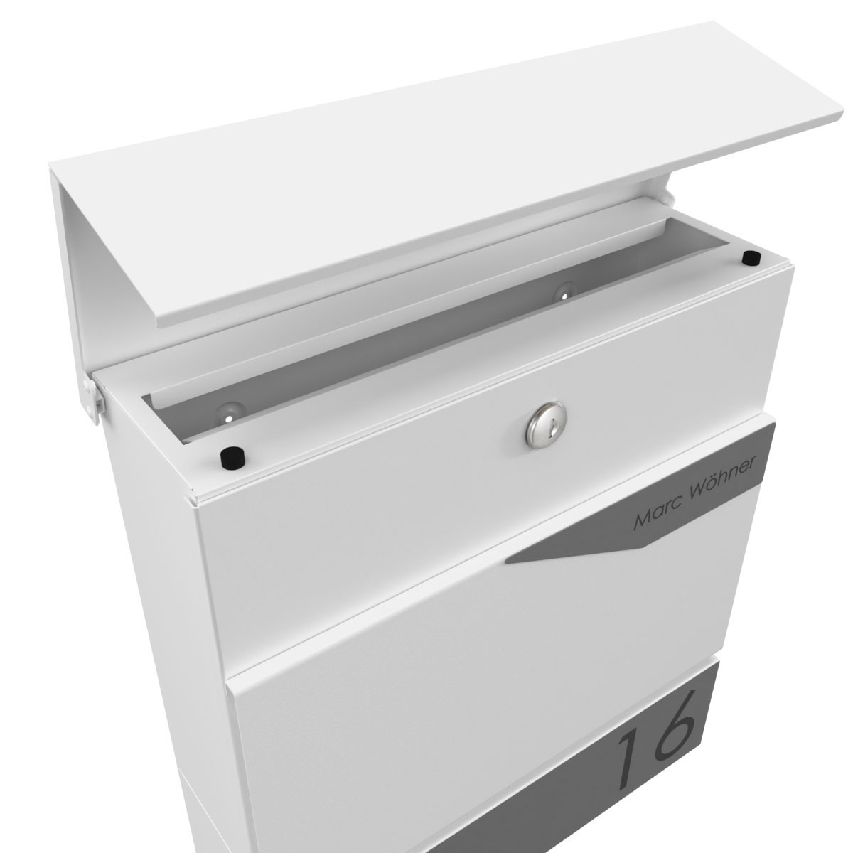 KANT letterbox with newspaper compartment - Avantgarde 1 design - RAL 9016 traffic white KANT letterbox with newspaper compartment - Avantgarde 1 design - RAL 9016 traffic white