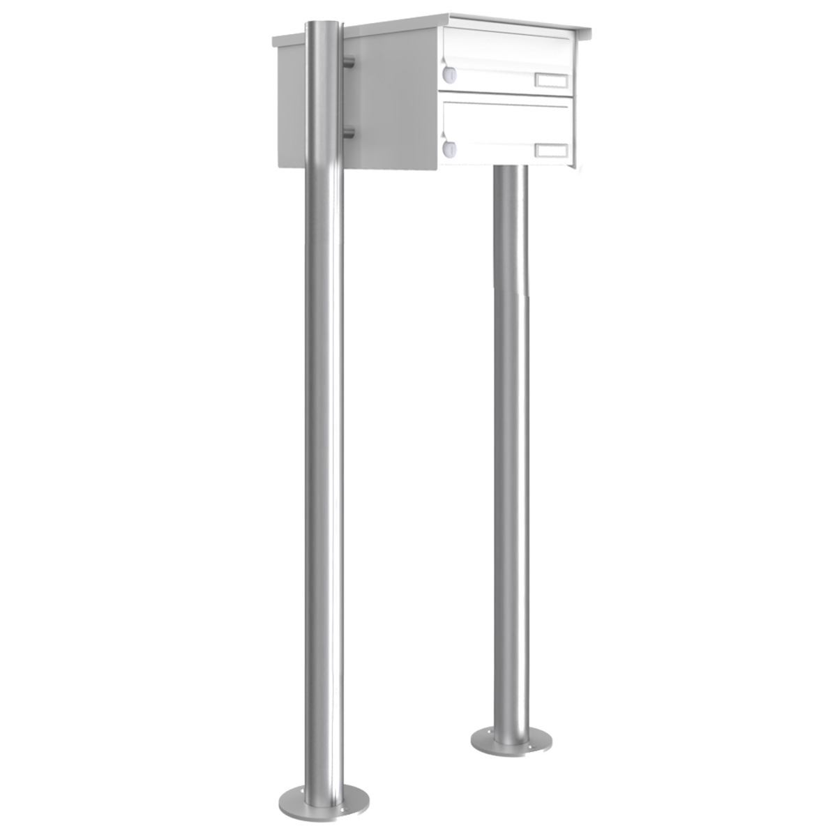 2er Briefkastenanlage freistehend Design BASIC 385-9016 ST-R - RAL 9016 verkehrsweiß