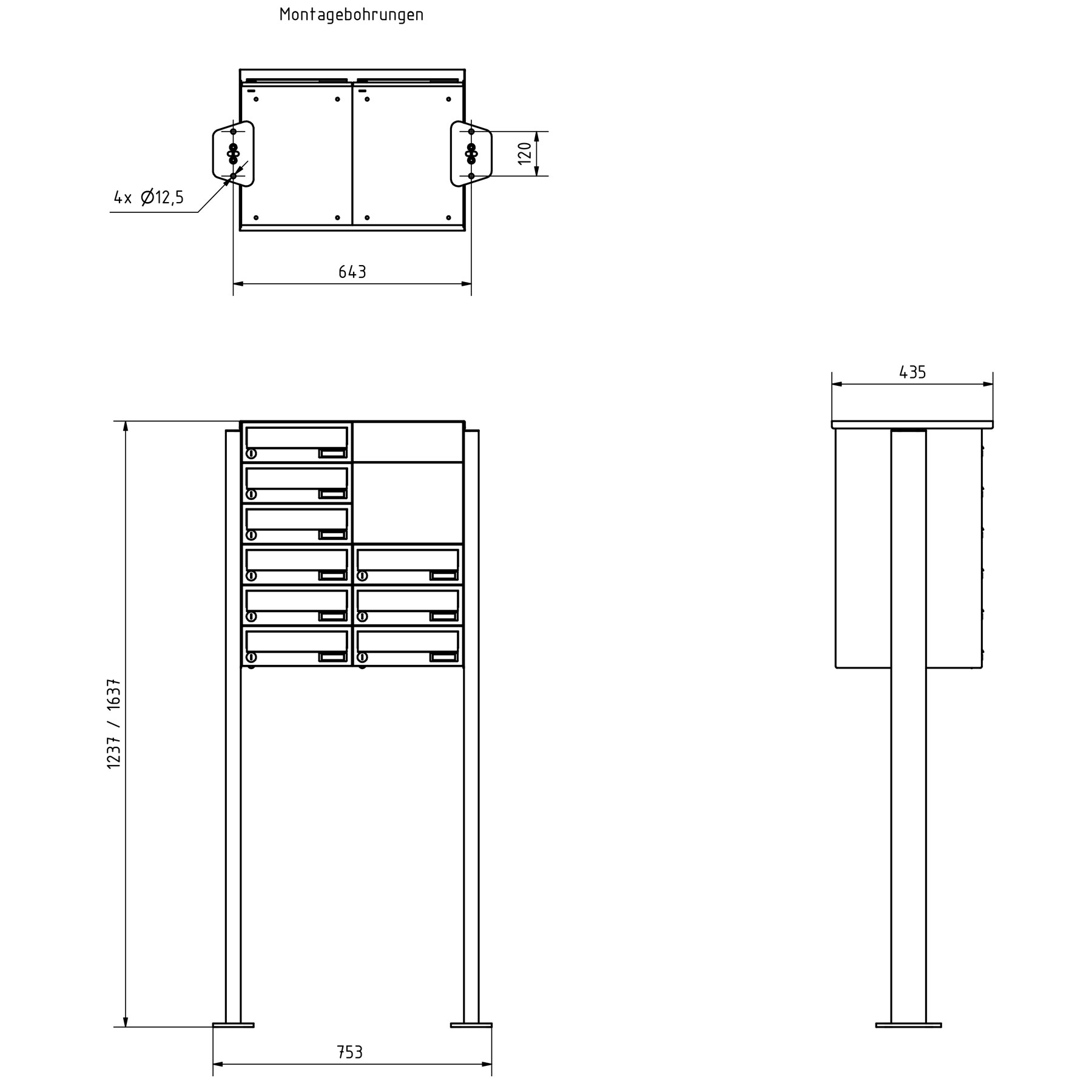 9er Edelstahl Standbriefkasten Design BASIC Plus 385XP ST-T mit Klingelkasten - RAL nach Wahl 9er Edelstahl Standbriefkasten Design BASIC Plus 385XP ST-T mit Klingelkasten - RAL nach Wahl