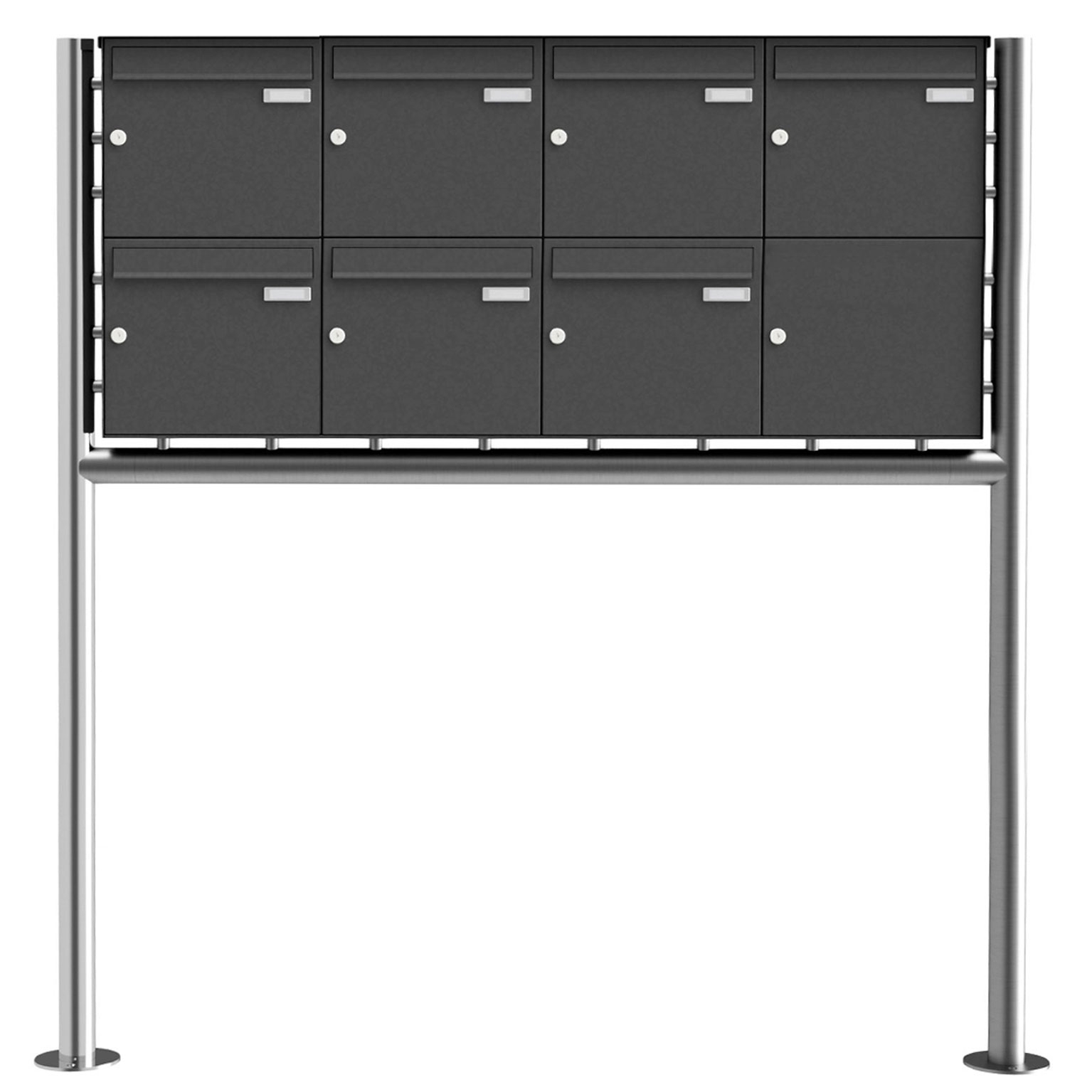 7er 2x4 stainless steel letterbox Design BASIC Plus 381X ST-R - RAL of your choice 7er 2x4 stainless steel letterbox Design BASIC Plus 381X ST-R - RAL of your choice