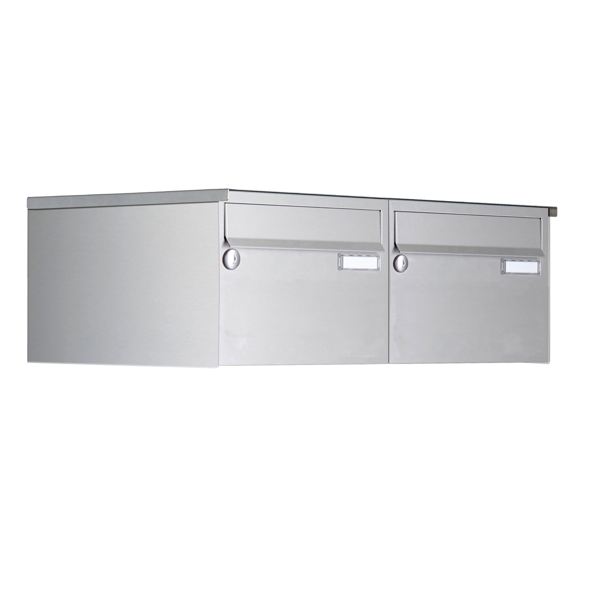 2-piece stainless steel surface-mounted letterbox system Design BASIC 385 A 220 Horizontal - polished V2A stainless steel