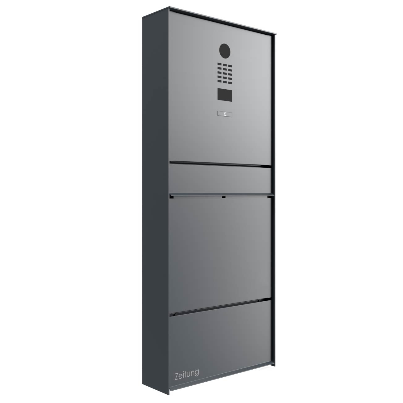 Design surface-mounted letterbox GOETHE AP with newspaper compartment - RAL of your choice - DoorBird video intercom system Design surface-mounted letterbox GOETHE AP with newspaper compartment - RAL of your choice - DoorBird video intercom system