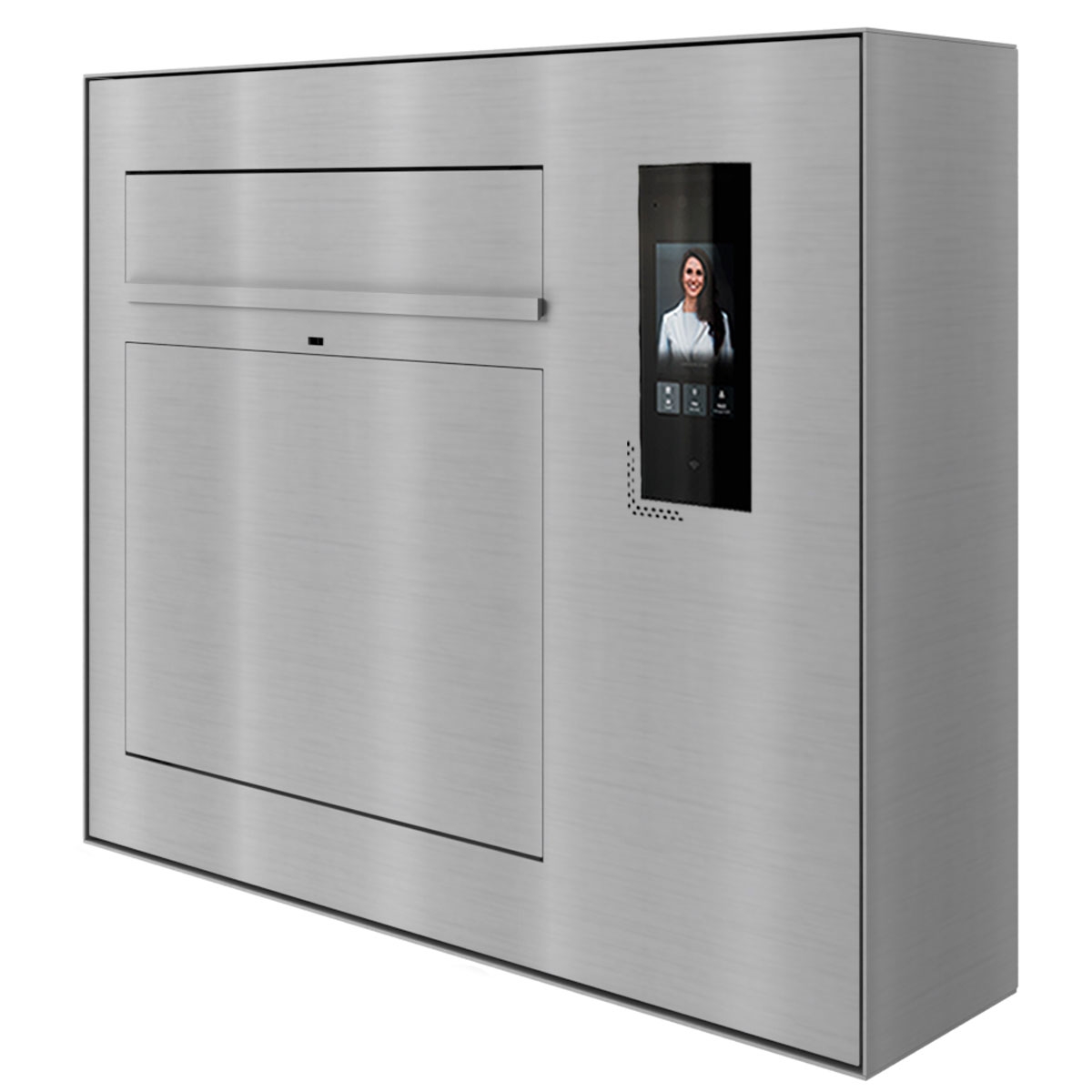 Design surface-mounted letterbox GRIMM - polished stainless steel with Ekinex Dico IP video intercom right Design surface-mounted letterbox GRIMM - polished stainless steel with Ekinex Dico IP video intercom right