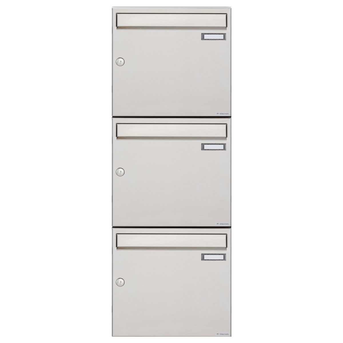 3er 1x3 Edelstahl Aufputz Briefkastenanlage Design BASIC 382A-AP 3er 1x3 Edelstahl Aufputz Briefkastenanlage Design BASIC 382A-AP