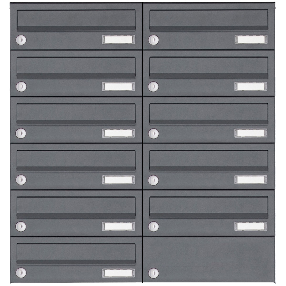 11-piece stainless steel surface-mounted letterbox system Design BASIC Plus 385XA AP - RAL of your choice
