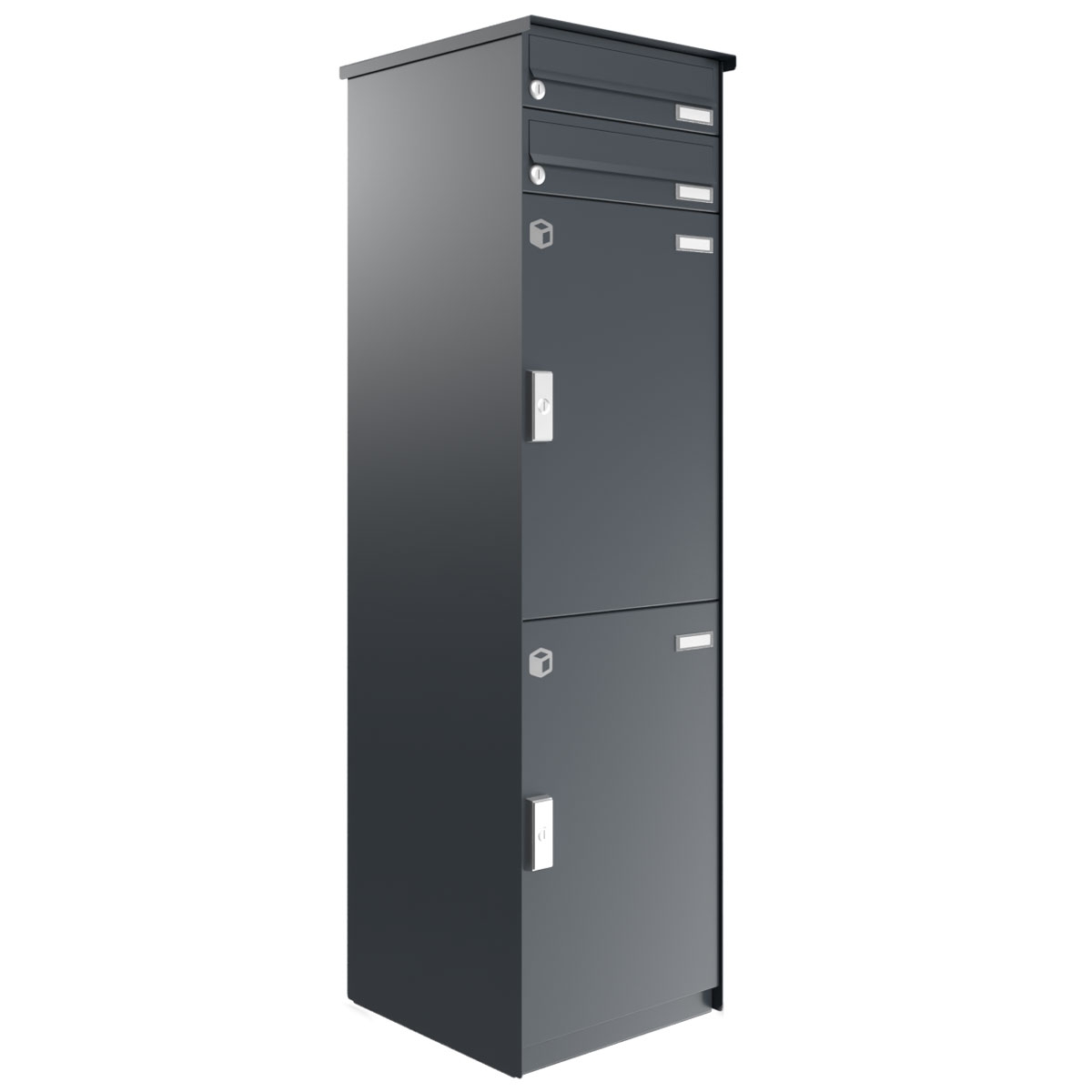 2er Edelstahl Paketfachanlage BASIC Plus 863X STL mit Paketfach 370x550 und Briefkasten 370x110 - Farbe nach Wahl