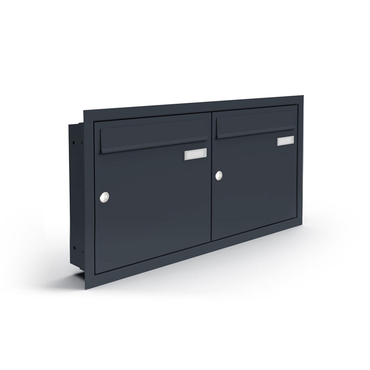 2 x 1 stainless steel flush-mounted letterbox system BASIC Plus 382XU UP - RAL of your choice - 2 parties