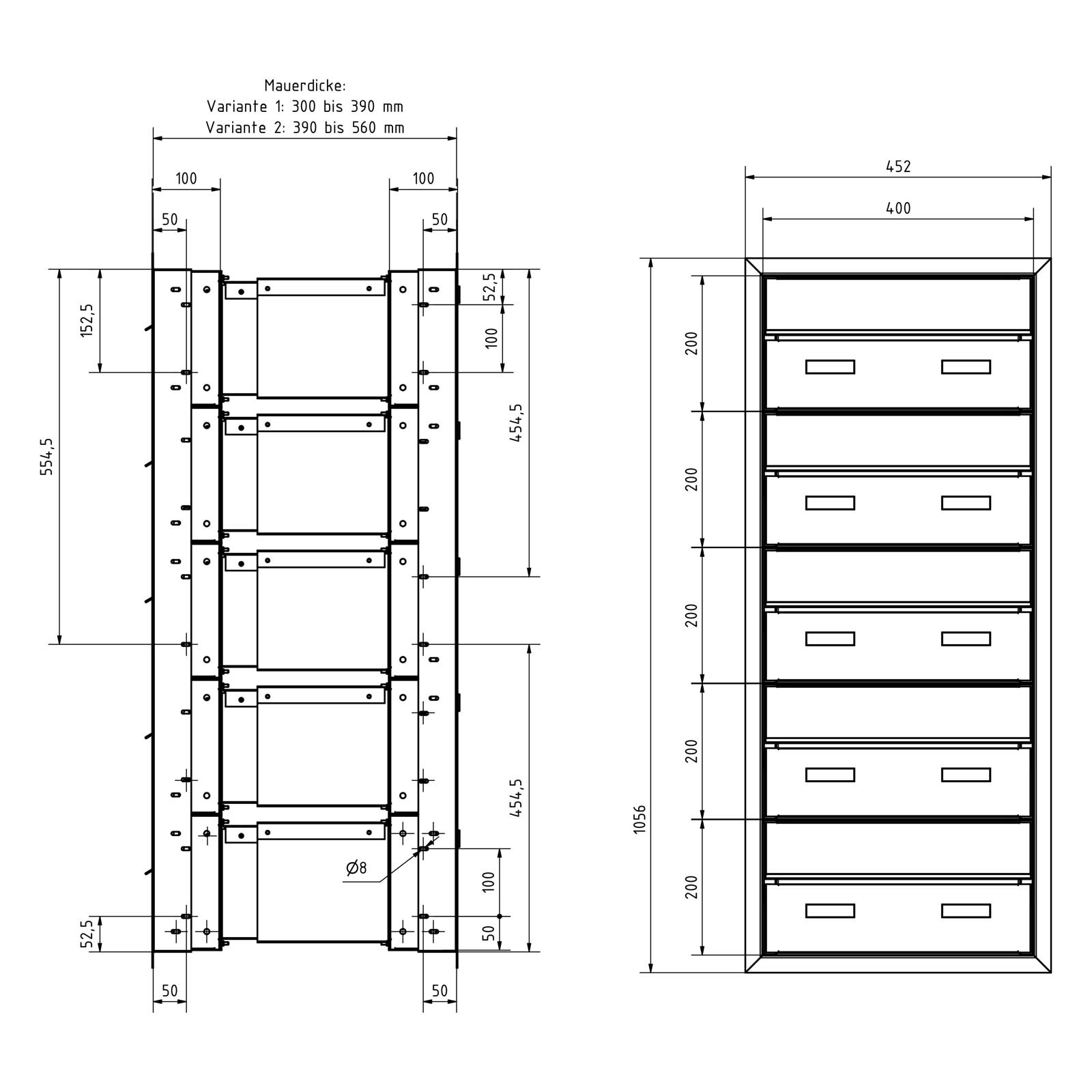 5er 1x5 Design Durchwurfbriefkasten GOETHE MDW mit Namensschild - RAL nach Wahl 5er 1x5 Design Durchwurfbriefkasten GOETHE MDW mit Namensschild - RAL nach Wahl