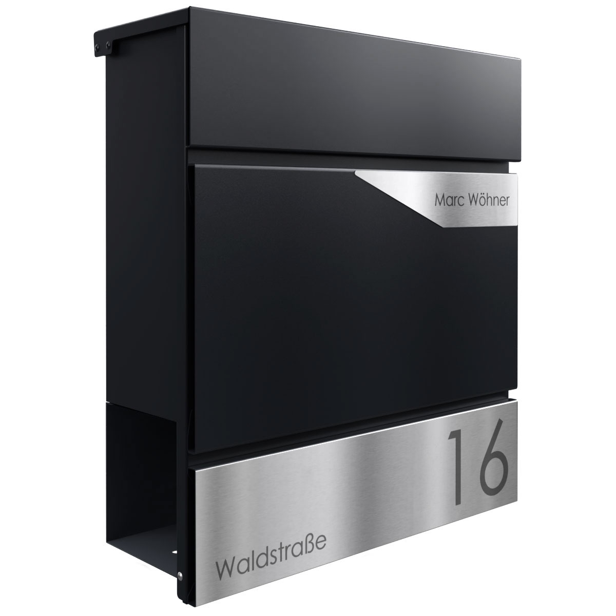 Briefkasten KANT mit Zeitungsfach - Design Avantgarde 1 - RAL 9005 tiefschwarz Briefkasten KANT mit Zeitungsfach - Design Avantgarde 1 - RAL 9005 tiefschwarz