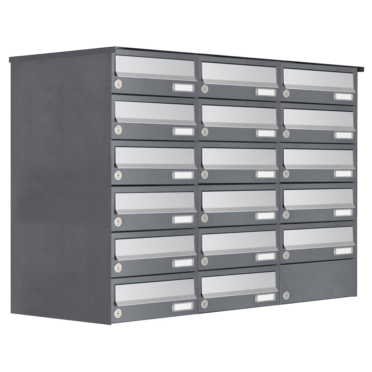 17er 6x3 Aufputz Briefkastenanlage Design BASIC 385A AP - Edelstahl-RAL 7016 anthrazit