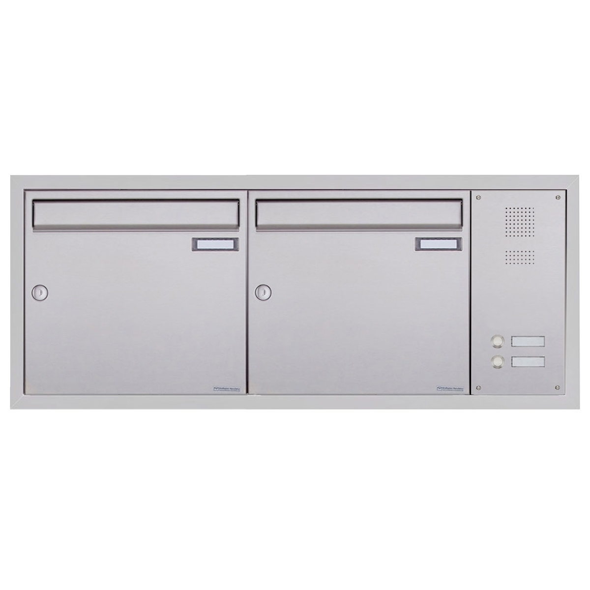2er Edelstahl Unterputzbriefkasten BASIC Plus 382XU UP mit Klingelkasten seitlich