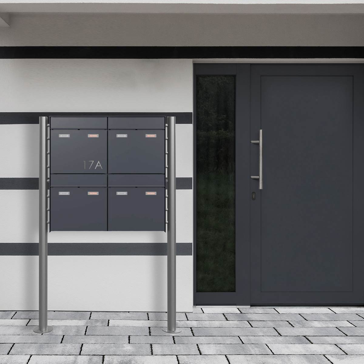 Cassetta per le lettere 4er 2x2 design GOETHE ST-R - RAL a scelta Cassetta per le lettere 4er 2x2 design GOETHE ST-R - RAL a scelta