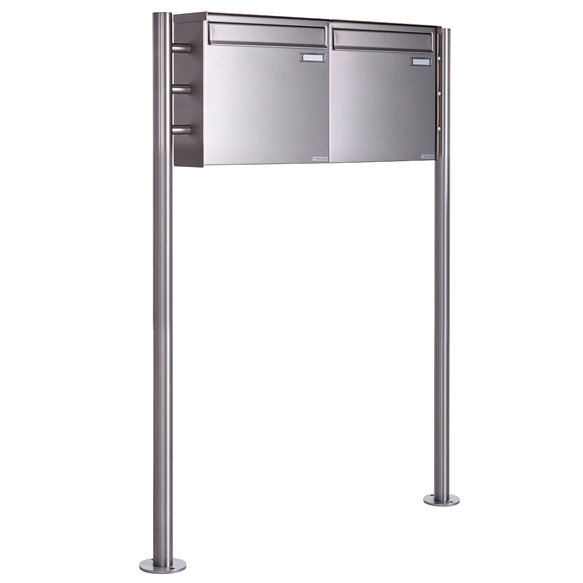 2er 2x1 fence mailbox freestanding design BASIC Plus 381XZ ST-R - polished stainless steel 2er 2x1 fence mailbox freestanding design BASIC Plus 381XZ ST-R - polished stainless steel