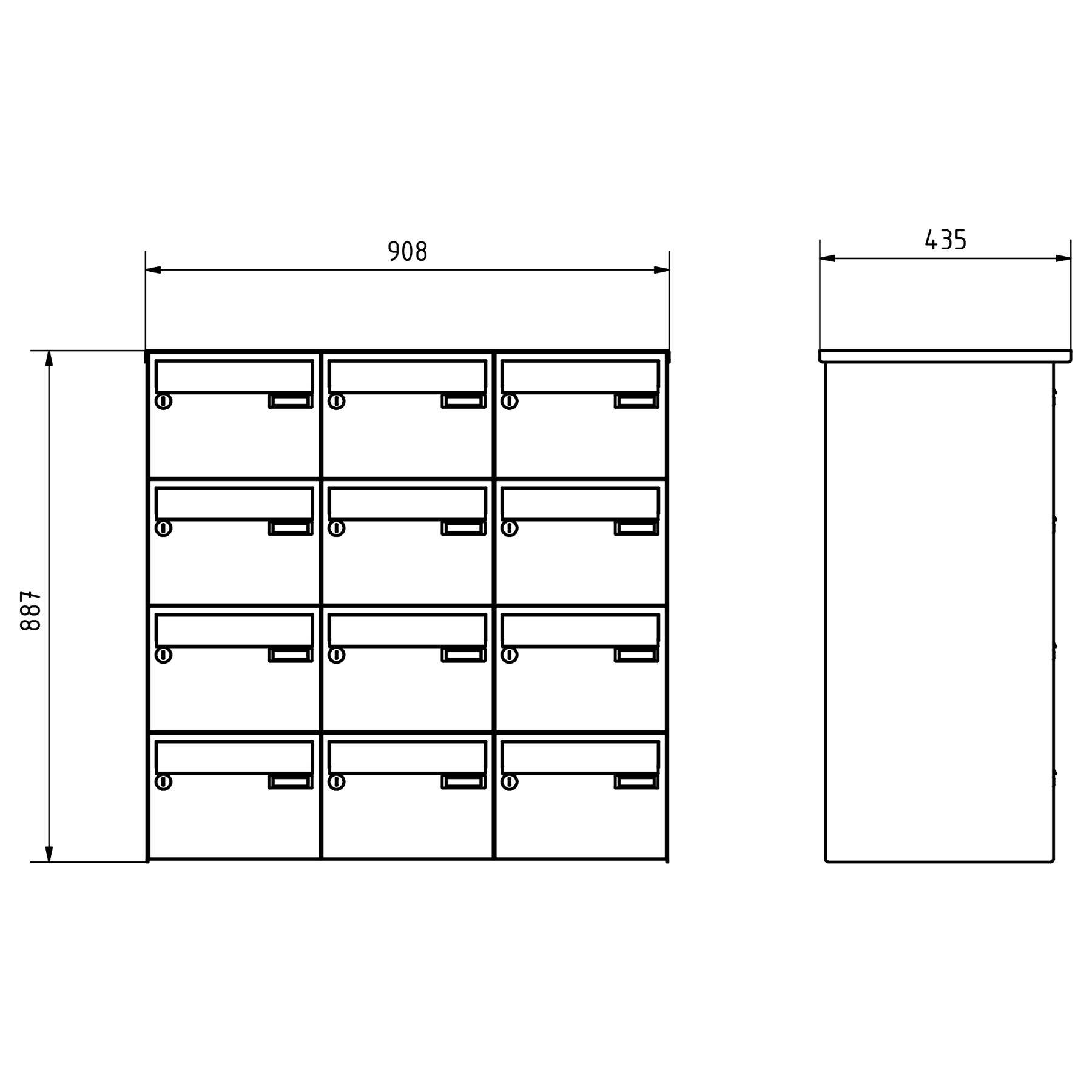 12er Edelstahl Aufputz Briefkastenanlage Design BASIC 385 A 220 - Edelstahl V2A geschliffen 12er Edelstahl Aufputz Briefkastenanlage Design BASIC 385 A 220 - Edelstahl V2A geschliffen