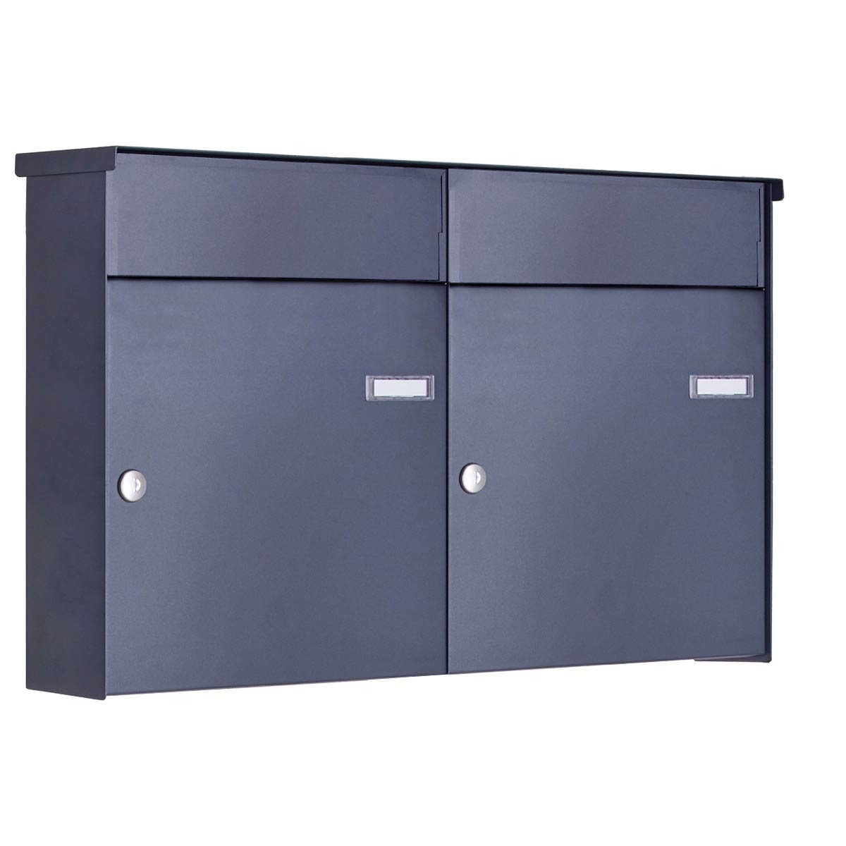 2er 1x2 stainless steel fence letterbox BASIC Plus 382XZ with bell box - RAL of your choice - removal from the rear 2er 1x2 stainless steel fence letterbox BASIC Plus 382XZ with bell box - RAL of your choice - removal from the rear