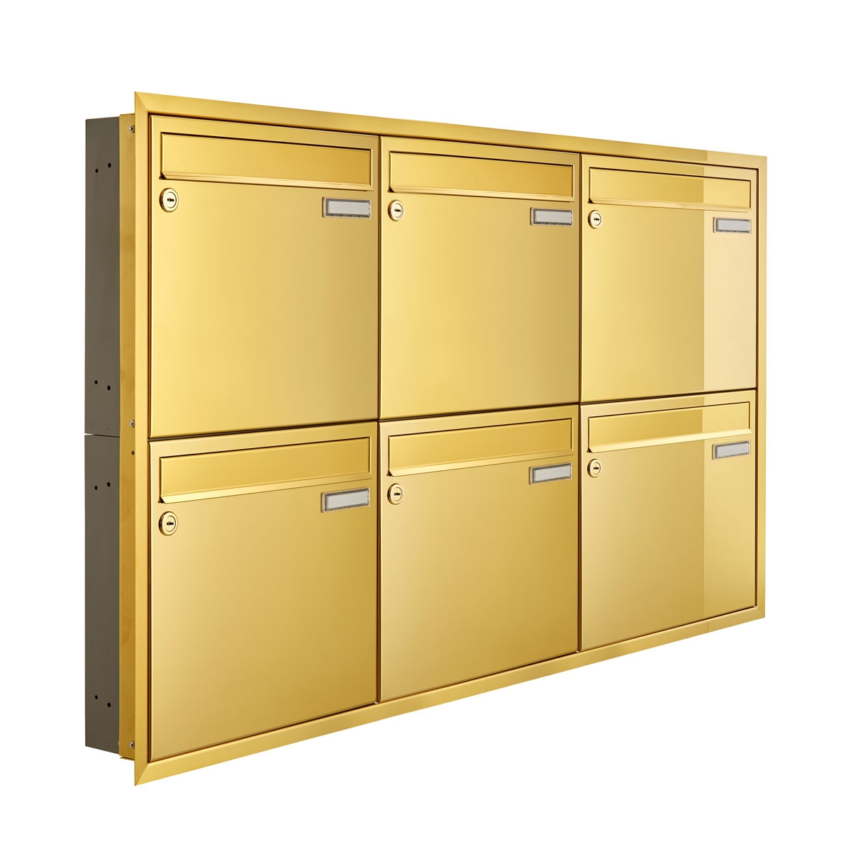 6er 3x2 Unterputz Briefkastenanlage CLASSIC 534C - Titanmessing ähnl. Gold - 6 Partei 6er 3x2 Unterputz Briefkastenanlage CLASSIC 534C - Titanmessing ähnl. Gold - 6 Partei