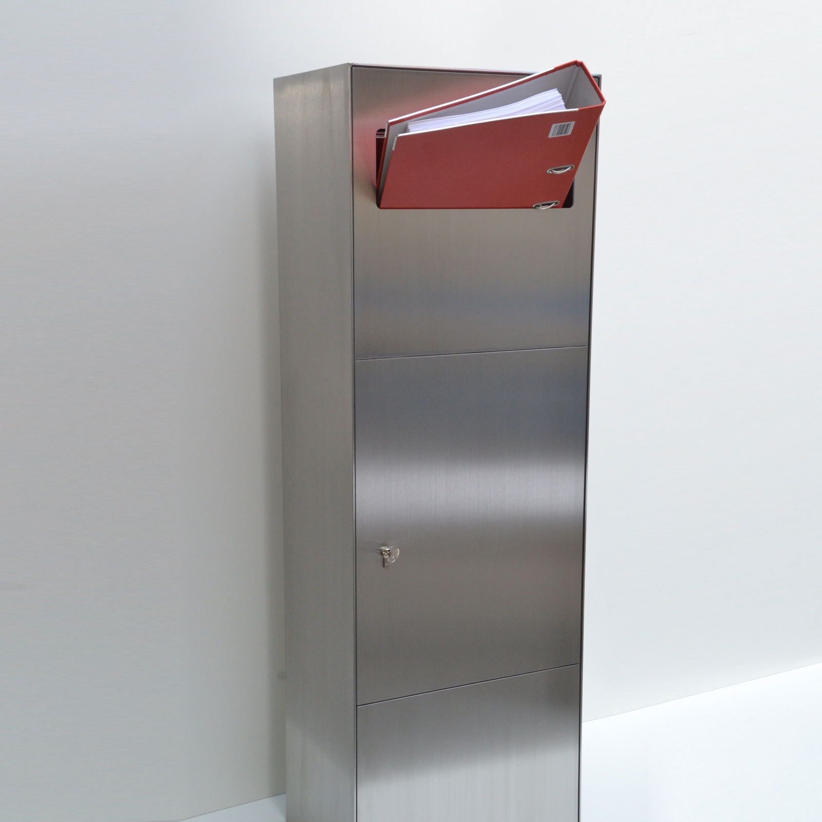 Security pedestal letterbox - A4 folder letterbox type 190 - polished stainless steel Security pedestal letterbox - A4 folder letterbox type 190 - polished stainless steel