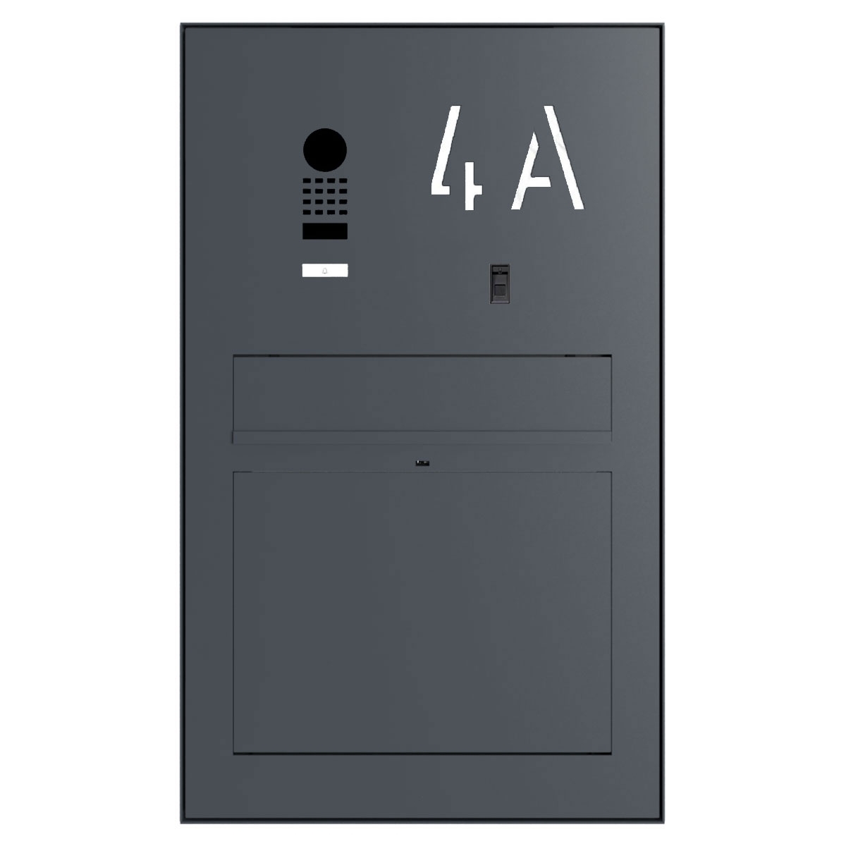 Design floor-standing letterbox GRIMM ST-R - colour of your choice with DoorBird video intercom system