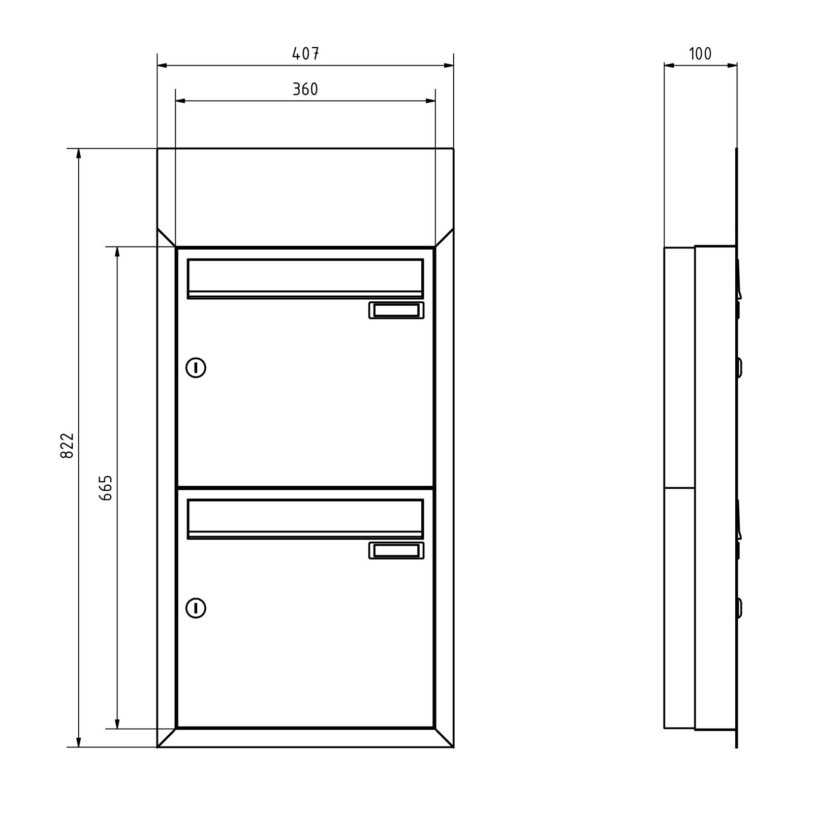 2er 1x2 Unterputz Briefkastenanlage BASIC - Edition NELLY - BI-Color VA-RAL 7016 anthrazitgrau 2er 1x2 Unterputz Briefkastenanlage BASIC - Edition NELLY - BI-Color VA-RAL 7016 anthrazitgrau