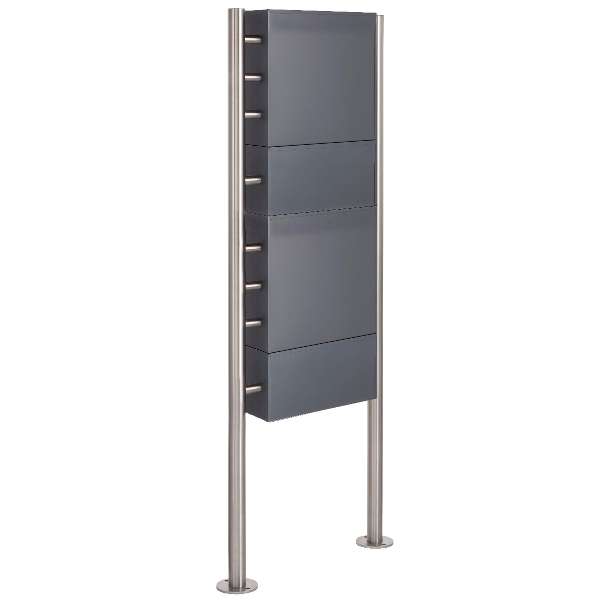 2-post 2x1 letterbox Design BASIC 381 ST-R with closed newspaper compartment - RAL 7016 anthracite grey 2-post 2x1 letterbox Design BASIC 381 ST-R with closed newspaper compartment - RAL 7016 anthracite grey