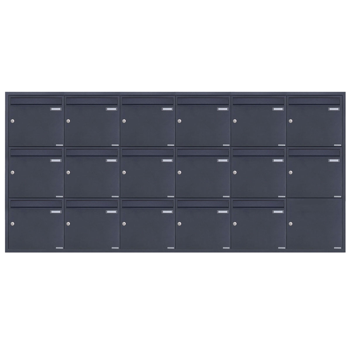 17 6x3 Sistema di cassette per le lettere da incasso in acciaio inox BASIC Plus 382XU UP - RAL a scelta - 17 parti