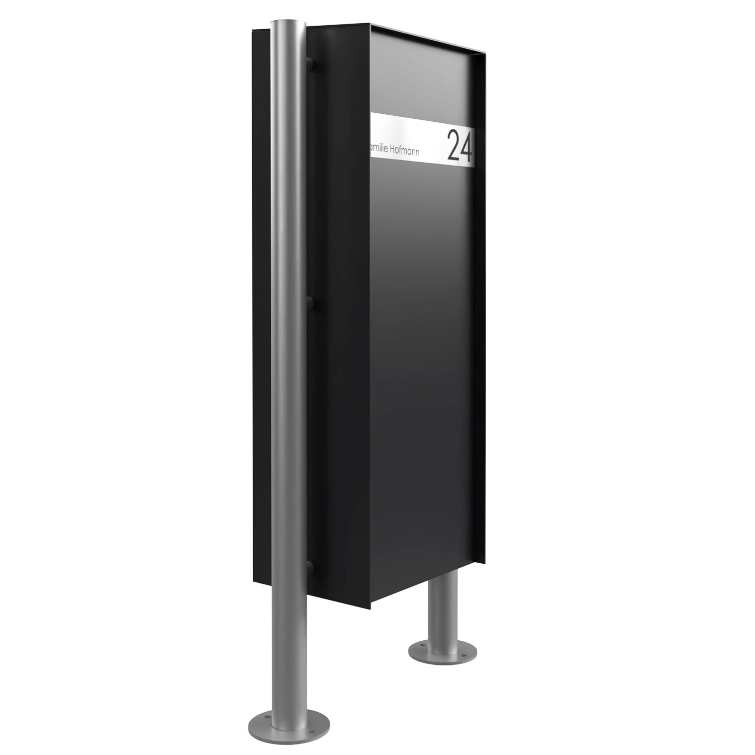 Freestanding parcel letter box KÄSTNER ST-R - Design One - RAL 9005 jet black - rear removal