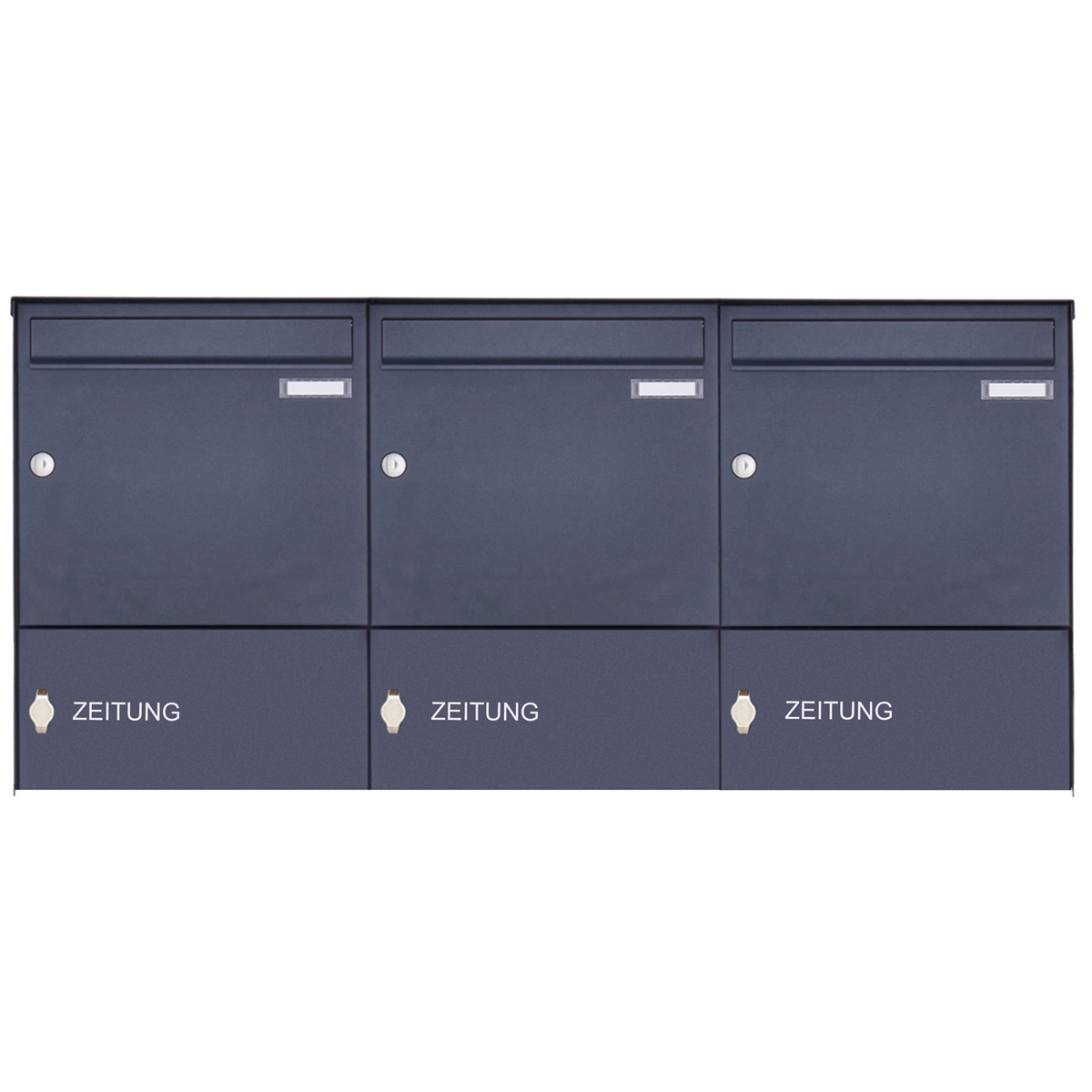 3er Edelstahl Aufputz Briefkasten Design BASIC Plus 382XA AP mit 3x Zeitungsfach - RAL nach Wahl 3er Edelstahl Aufputz Briefkasten Design BASIC Plus 382XA AP mit 3x Zeitungsfach - RAL nach Wahl