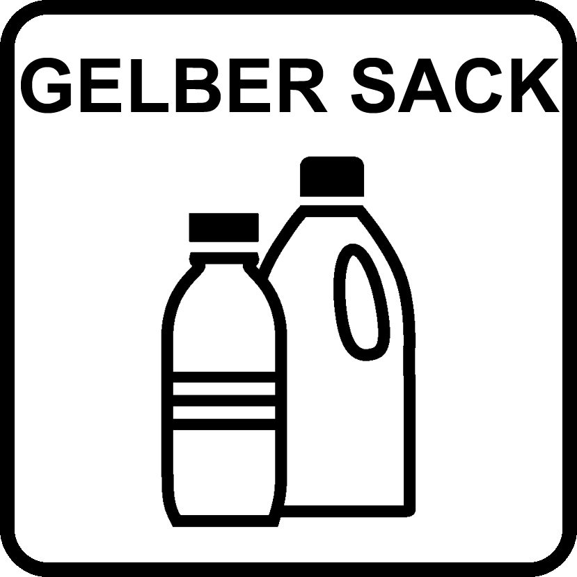 Piktogramm als Lasergravur, grau "Gelber Sack" Piktogramm als Lasergravur, grau "Gelber Sack"