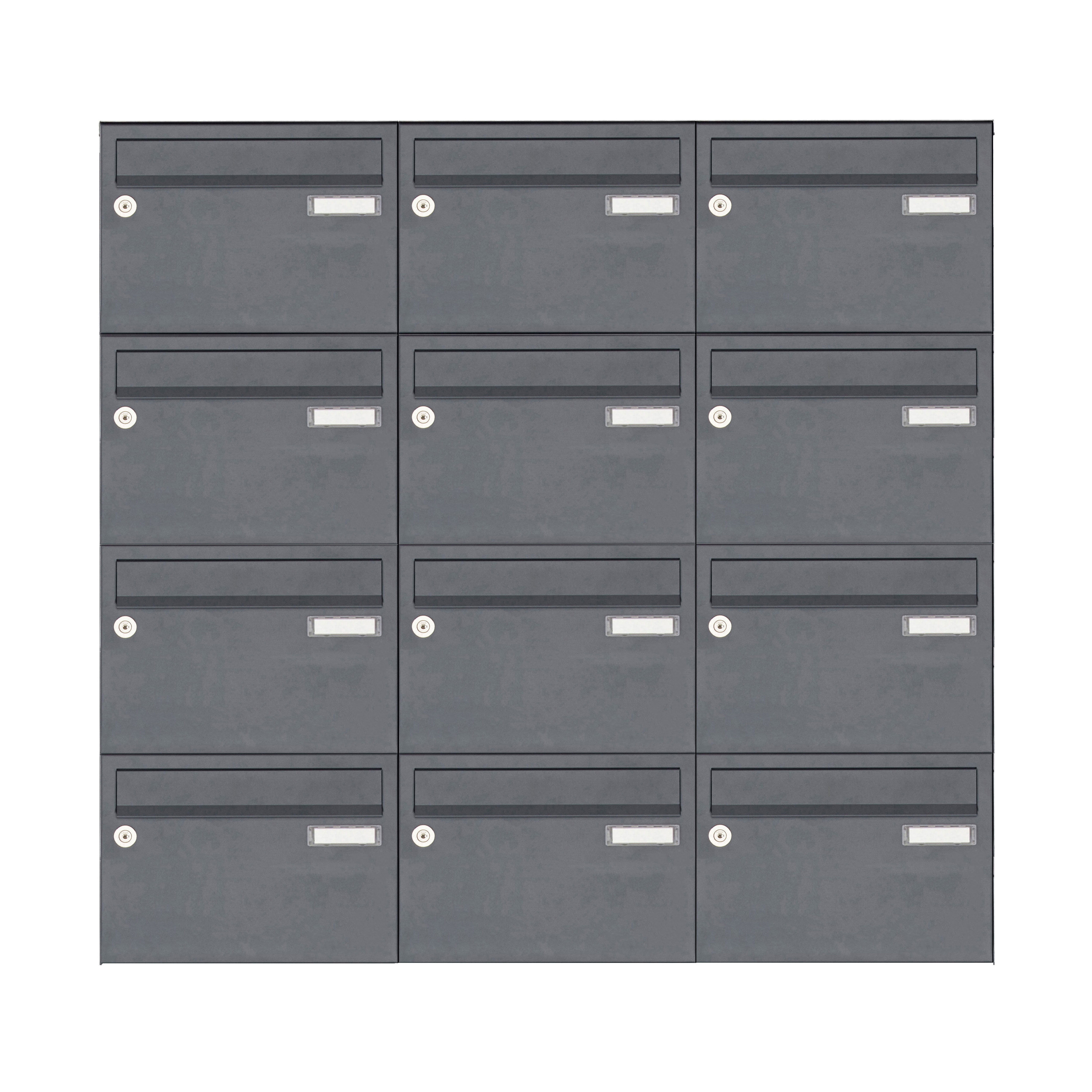 12er Aufputz Briefkastenanlage Design BASIC 385 A 220 - RAL 7016 anthrazitgrau