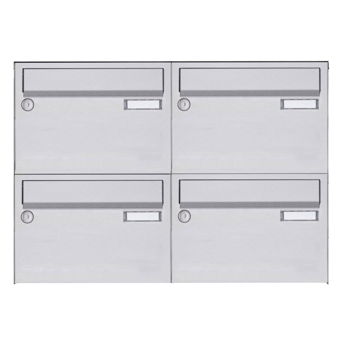 4-delige roestvast stalen opbouwbrievenbus Design BASIC 385 A 220 Horizontaal - gepolijst V2A roestvast staal