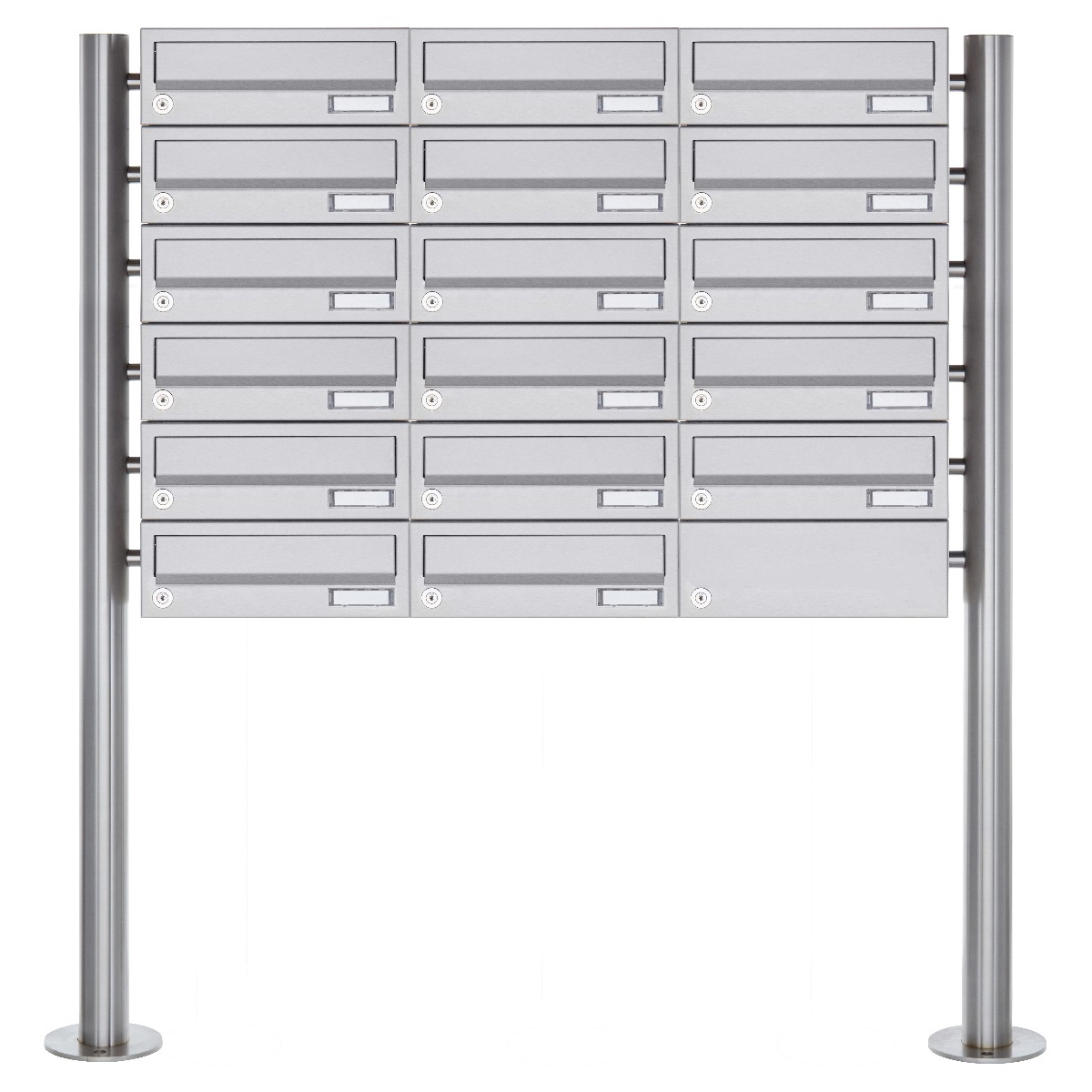 Ensemble de 17 boîtes aux lettres autoportantes Design BASIC 385-VA ST-R - acier inoxydable V2A, poli