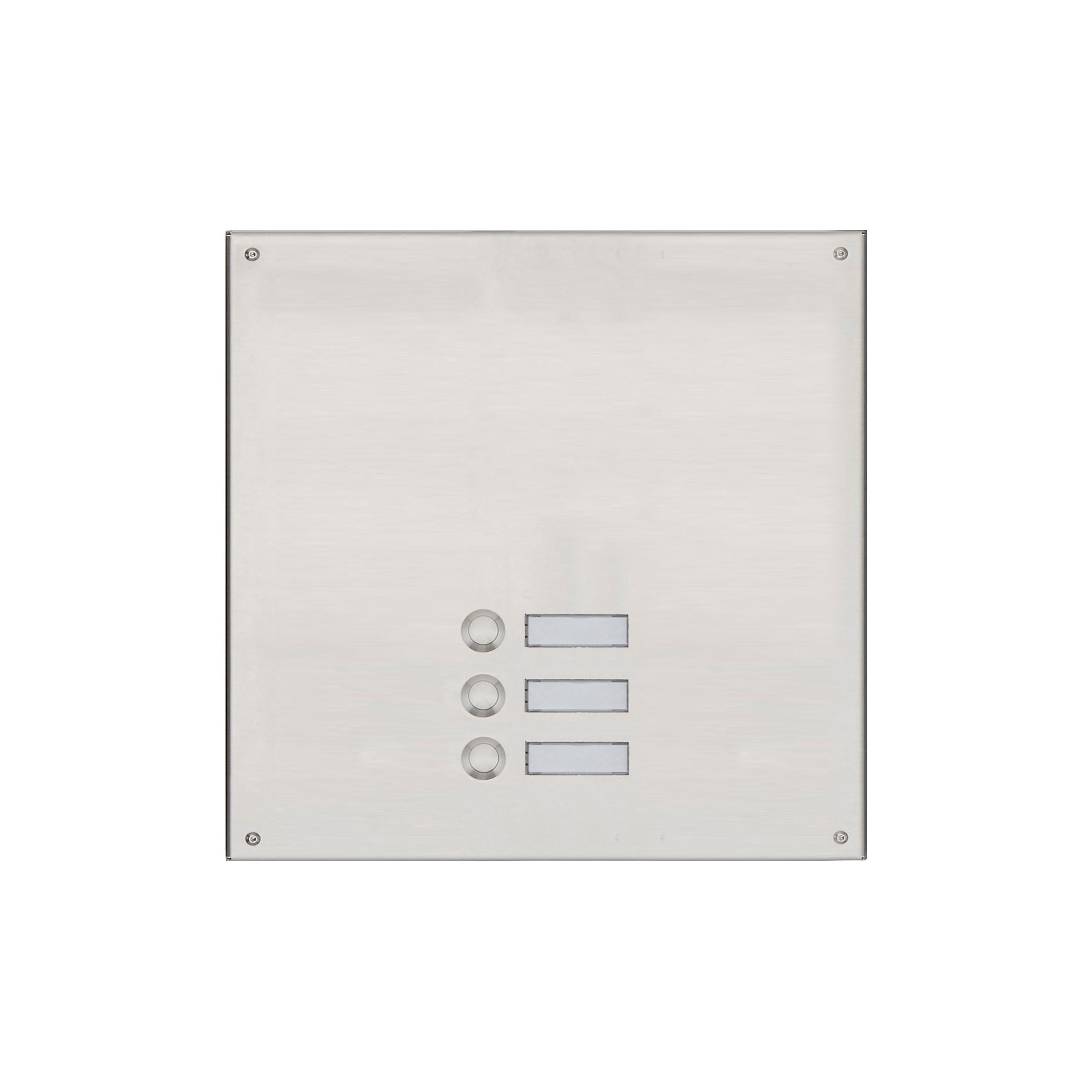 Stainless steel panel 355x330 for 3 parties without speech perforation Stainless steel panel 355x330 for 3 parties without speech perforation