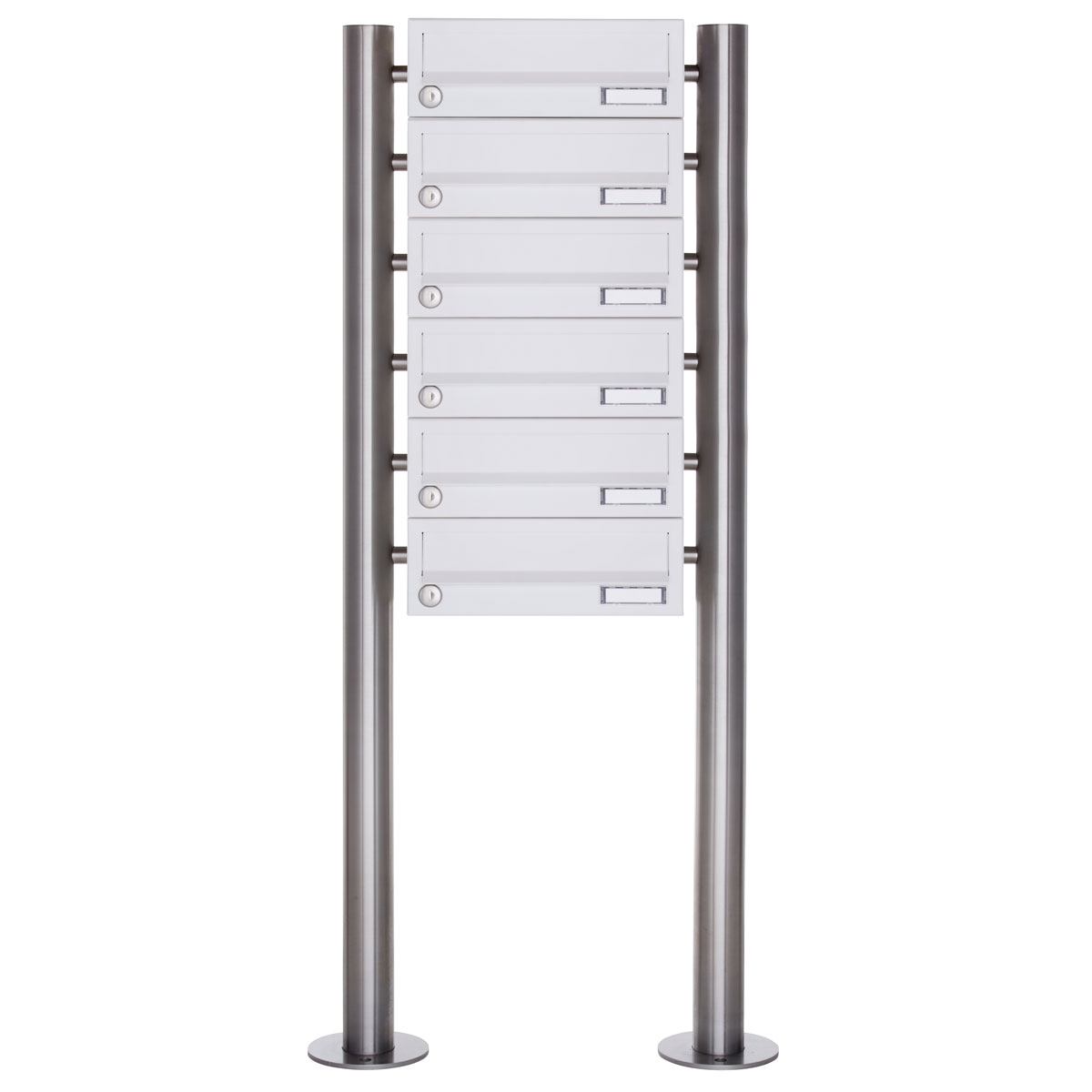 6 letterbox system freestanding Design BASIC 385-9016 ST-R - RAL 9016 traffic white