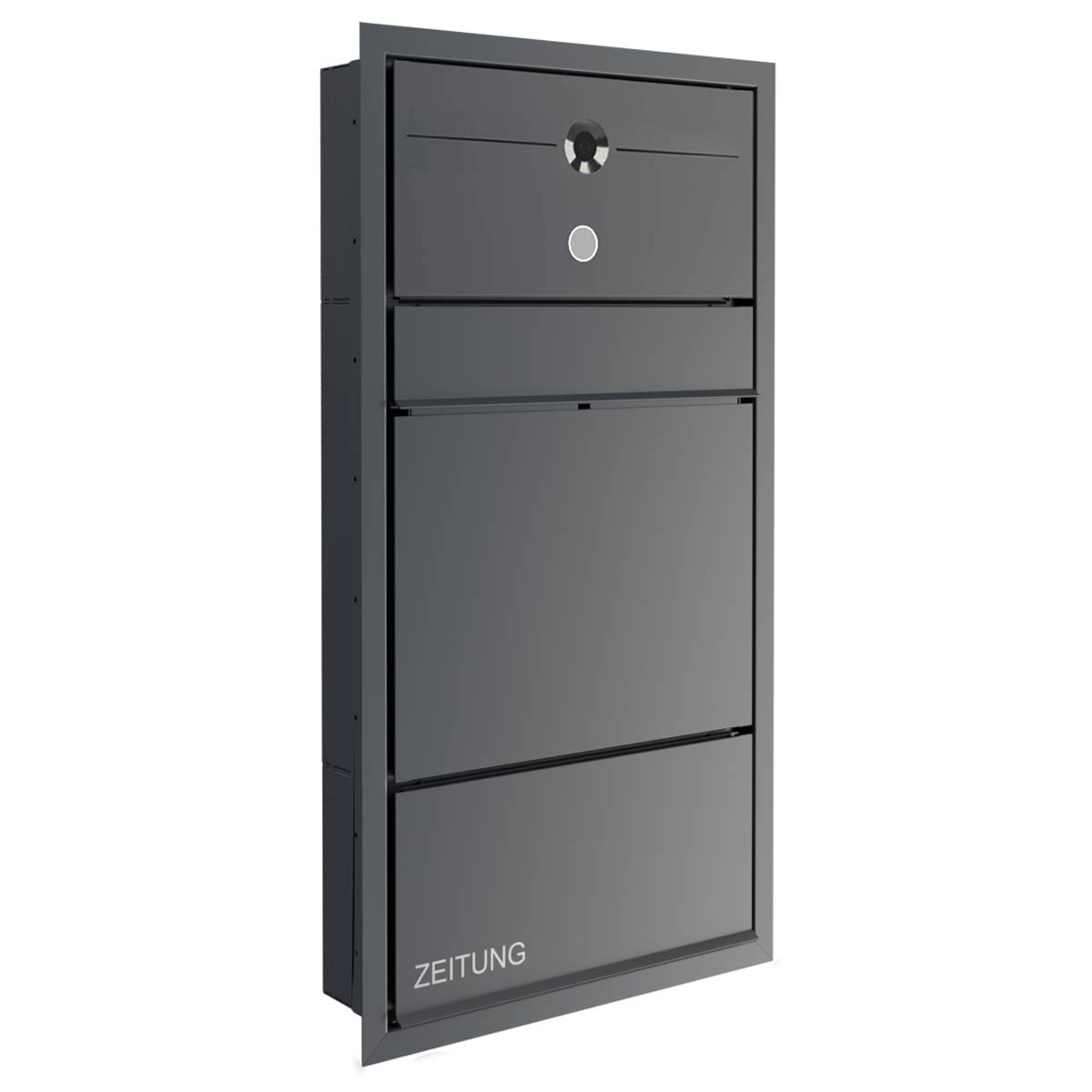 Design flush-mounted letterbox GOETHE UP with newspaper compartment - RAL of your choice - COMELIT Switch - VIDEO complete set Wifi Design flush-mounted letterbox GOETHE UP with newspaper compartment - RAL of your choice - COMELIT Switch - VIDEO complete set Wifi
