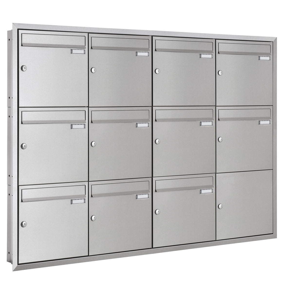 11er 4x3 Edelstahl Unterputz Briefkastenanlage BASIC Plus 382XU UP - Edelstahl geschliffen - 11 Parteien 11er 4x3 Edelstahl Unterputz Briefkastenanlage BASIC Plus 382XU UP - Edelstahl geschliffen - 11 Parteien